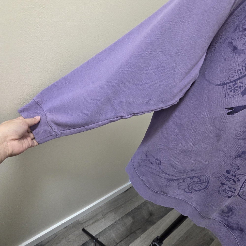 Northern Reflections Purple Cotton Blend Sweatshirt | Bird Print Crewneck Cozy - Picture 3 of 8